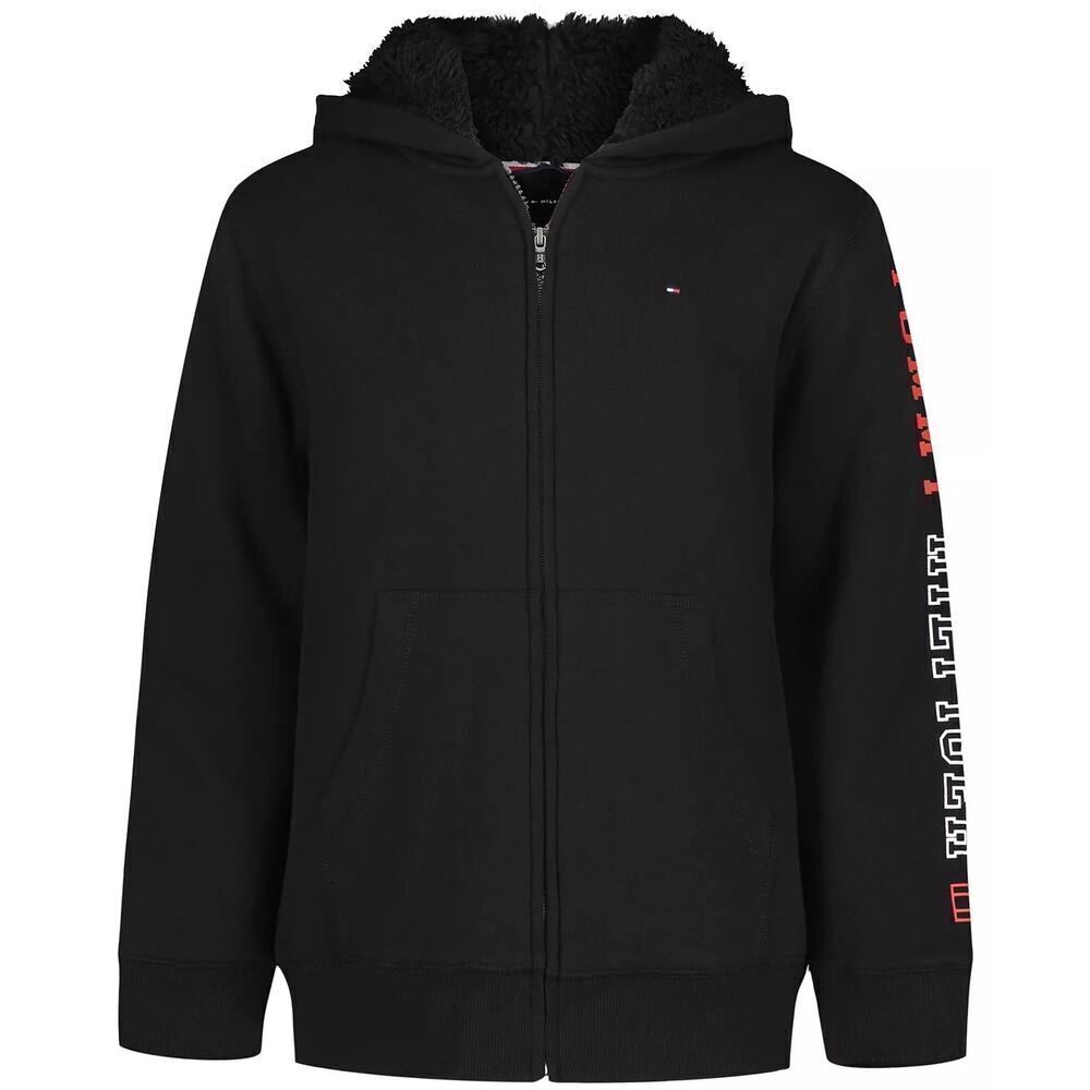 Tommy Hilfiger Black Hooded Jacket‎ With A Fur Lined Hood Boys Size 7